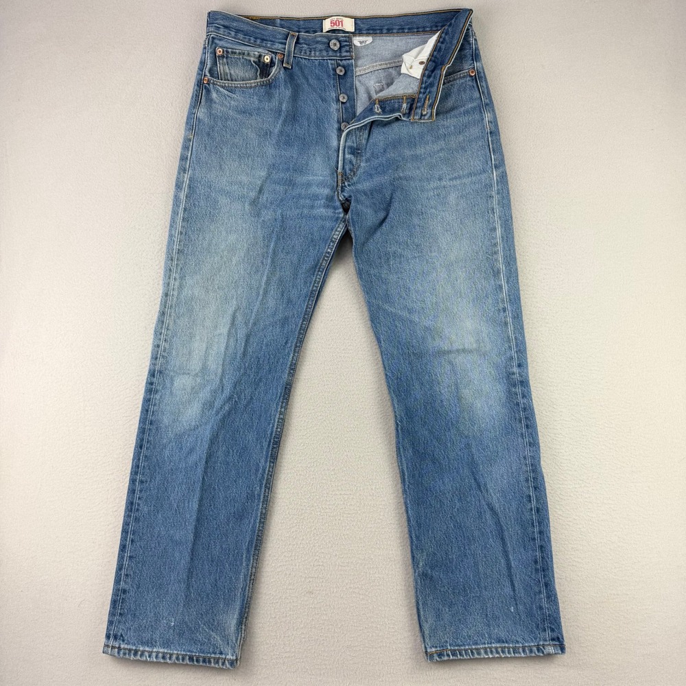 Vintage Levi's Jeans 501xx Men 35x33 Blue Faded Denim Whiskering‎ Y2K Retro Work